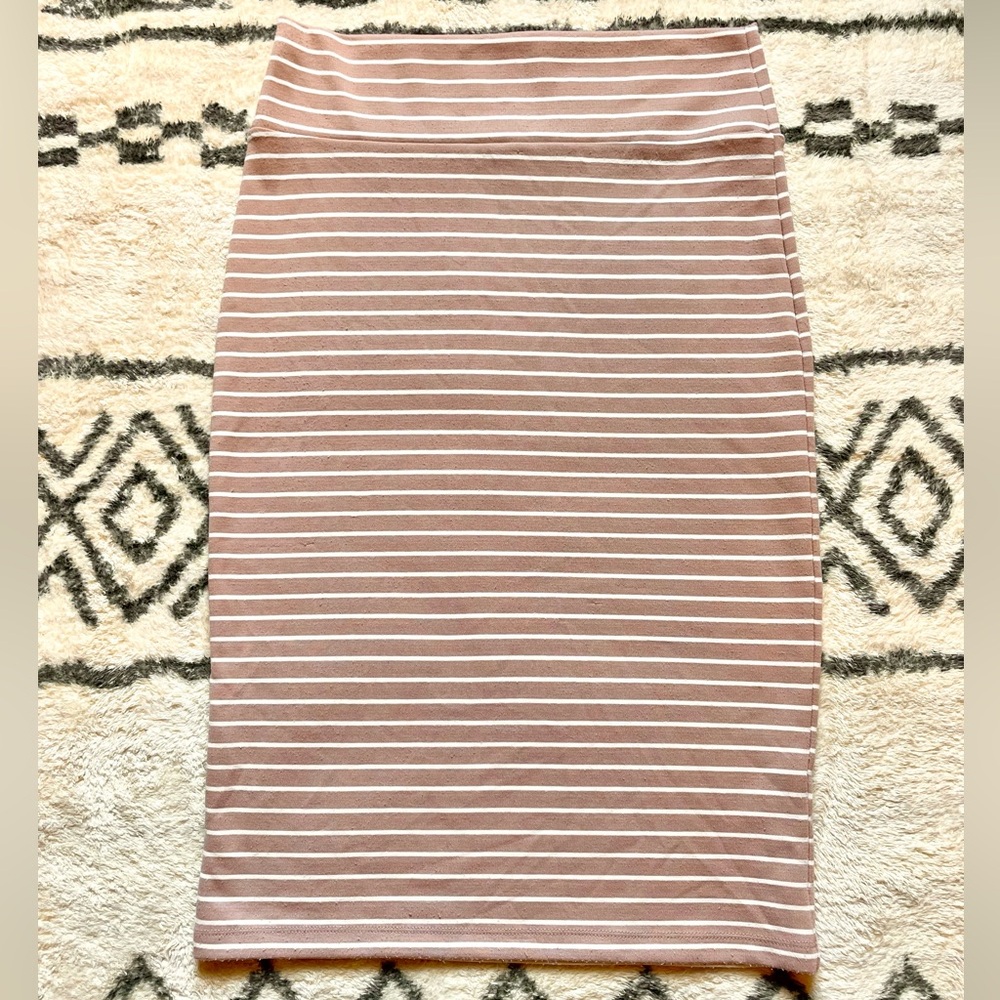 Popular Basics Mauve Striped Pencil Skirt